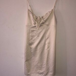 Cream white silk picnic dress